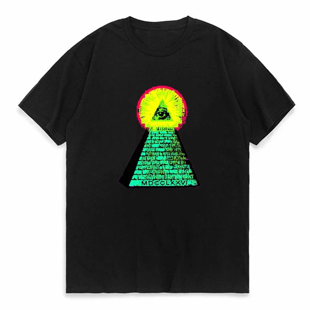 Sommer Illuminati T-Shirts Vertraue Niemandem Illuminati Allsehendes Auge T-Shirt Buchstabendesign T-Shirt Harajuku Rundhals-T-Shirt