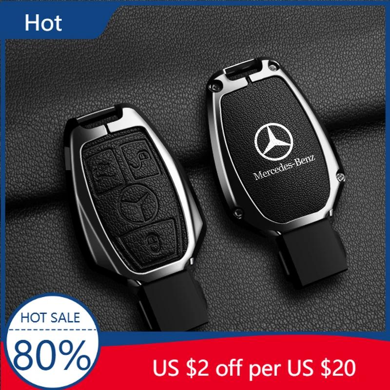 ECD5 Hot 2025 Zinc Alloy Leather Car Key Case Cover Holder Shell Protector For Mercedes Benz A B C S Class AMG GLA CLA GLC W176 W221