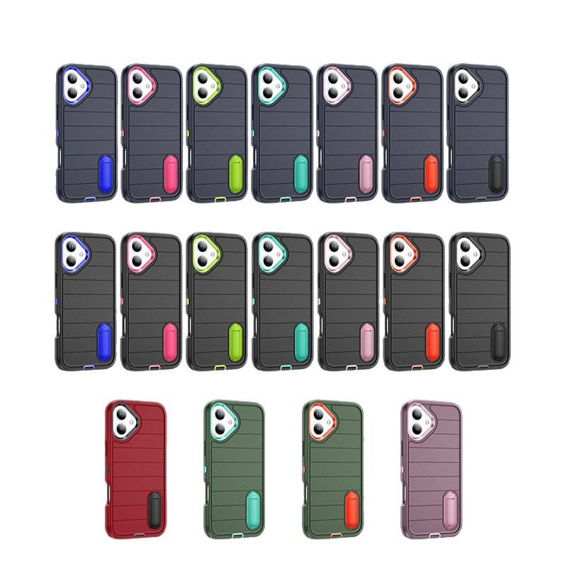 Source Phone Case Hidden PC Stand Protective Case Three In One Flat Stripe for Apple Phone Case