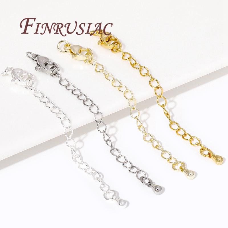 2/5/10Pcs 18K Gold Color Extension Extended Tail Chains with Lobster Clasps Connectors For Jewelry Making DIY Bracelet Findings
