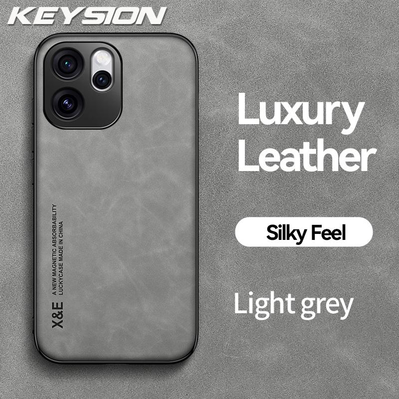 KEYSION Luxury Retro PU Leather Phone Case for OPPO Reno 15 Pro Max 5G Silicone+PC Shockproof Phone Cover for OPPO Reno15 F 5G