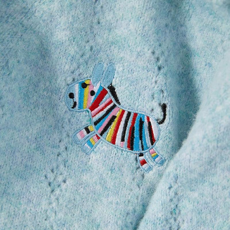 Women's Cropped Embroidered Knit Cardigan