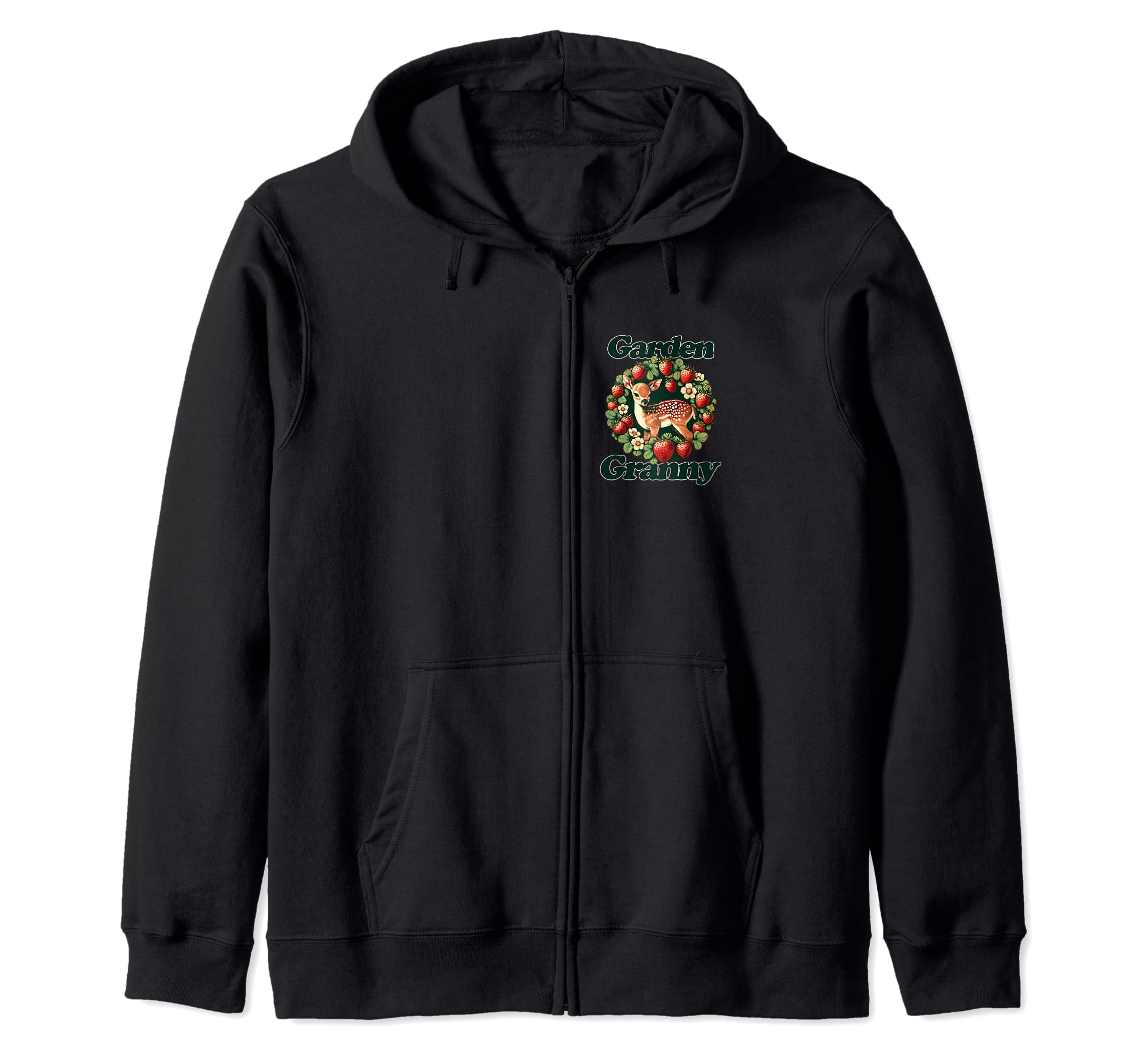 

Garden Granny Cute Gardening Granny Fawn Art Zip Hoodie чорний