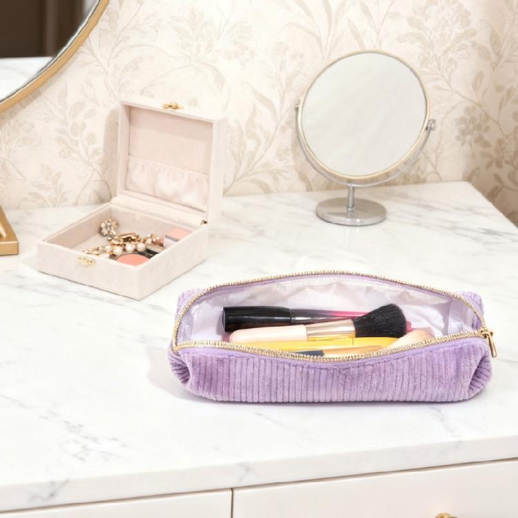 Zippered Closure Pencil Case Light Weight Corduroy Pencil Bag Portable Art Supplies Organiser Pouches For Kid Student