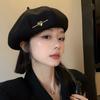 Love black beret children autumn and winter new octagonal painter big head circumference showing face small hat material