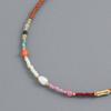 European and American Niche Design Retro Natural Stone Beaded Rice Beads Shell Necklace Bohemian Short Collarbone Chain