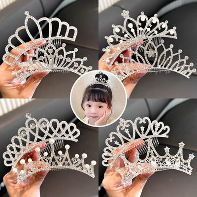 Nové slitiny Princezna Křišťálové Tiaras Vlasové Ozdoby Dárky Korunky Hřeben do vlasů Kamínky Svatební Vlasové Doplňky Narozeninová Oslava