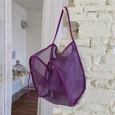Summer New Mesh Totes Bag Hollow Out Large Capacity Shoulder Bags for Women Travel Beach Bag Student Bookbag Shopping Back