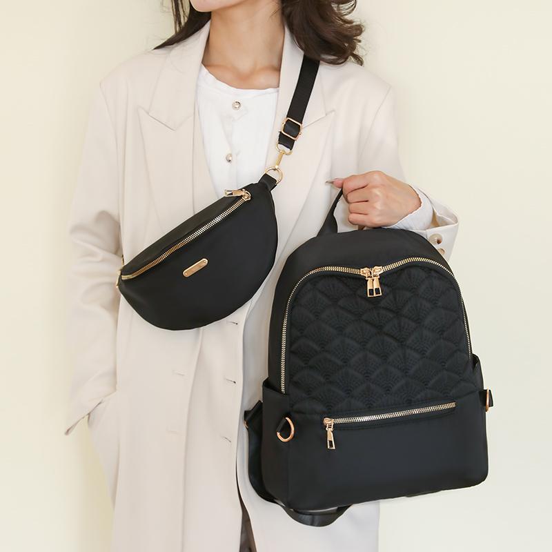 Ромбовидный рюкзак Женская сумка через плечо с буквенным принтом Дорожный рюкзак синий — фото 7