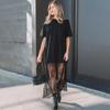 European and American Summer New Casual Solid Color Lace Splicing Dress Women's T-shirt Long Dress