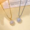 Sunflower Zircon Pendant Necklace Women European American Niche High-end Versatile Flower Collarbone Chain Jewelry Gift