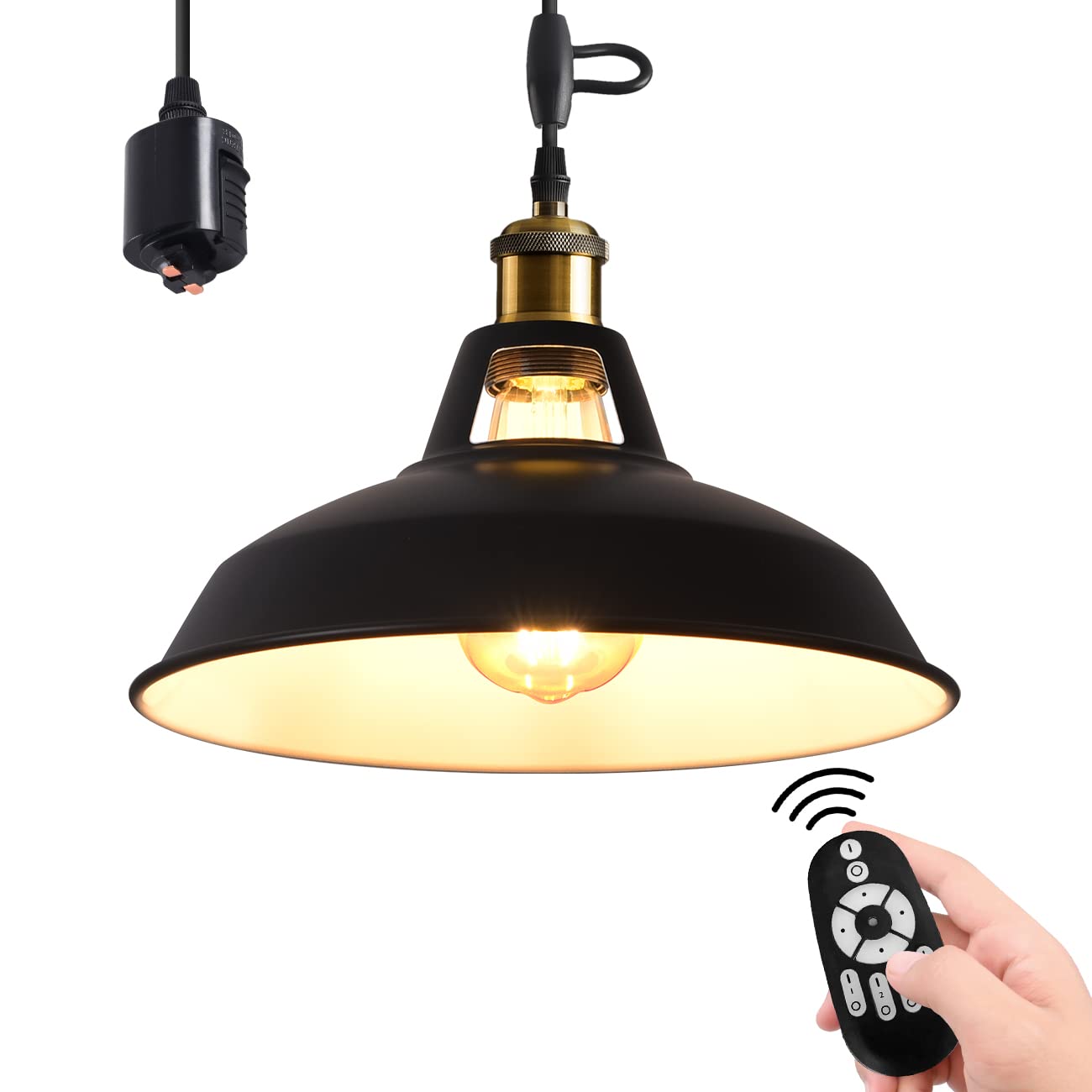 

LVWIT pendant light, duct rail style, E26 base, 31cm diameter, Nordic style, with LED bulb, dimmable and color-adjustable Edison bulb, 6W power