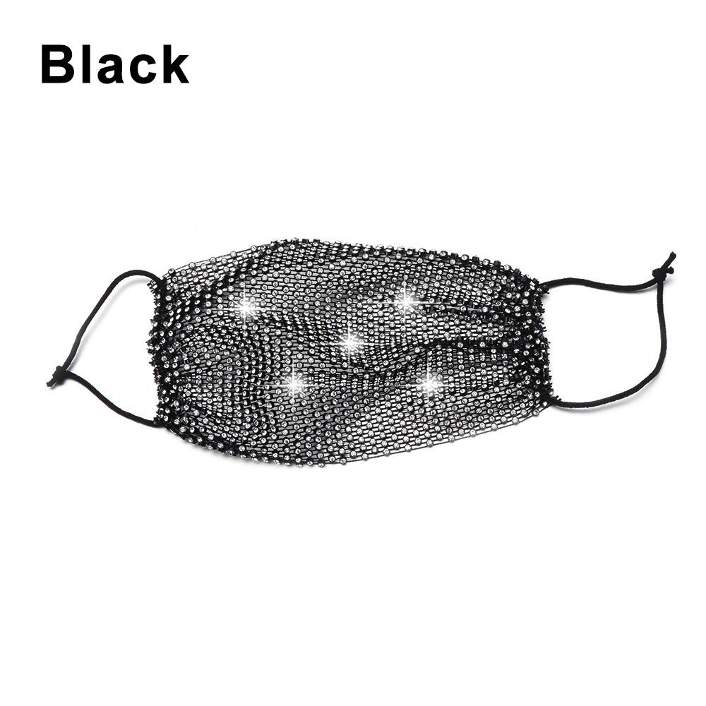 Bling Reticulated Rhinestone Night Club Party Adult Face Mask Vintage Trendy Crystal Mouth Mask Popular Dance Exotic Veil Masks