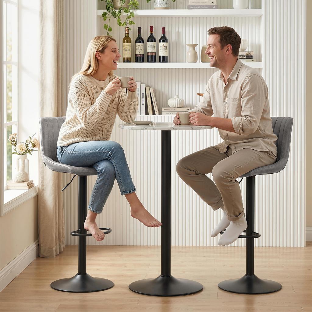 Set of 2 Leathaire Tub Bar Stools - Grey