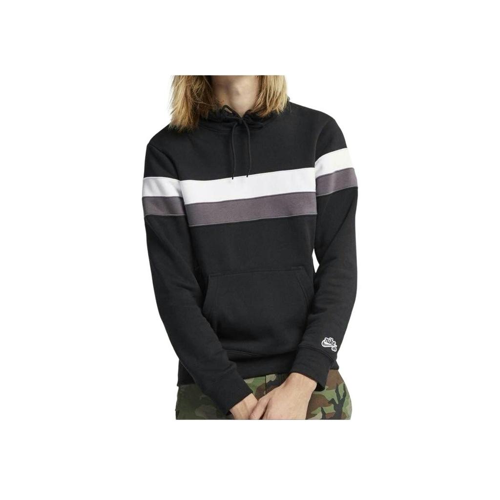 Nike SB Icon Striped Skateboard Hoodie Pullover Men Tops Black AJ9744-010