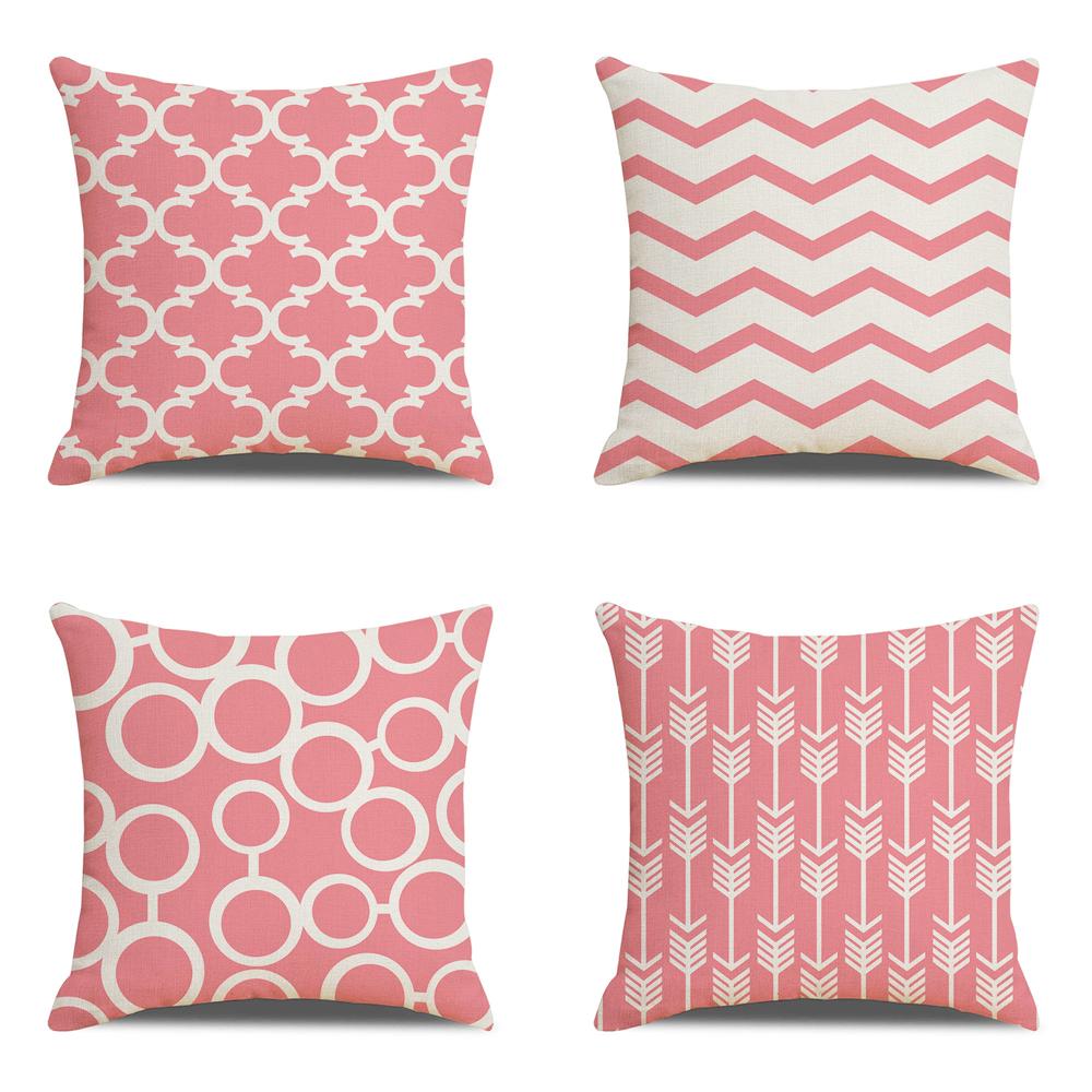 Nordic Geometric Decorative Pillow Sofa Cushion Cover Modern Home Decor Square Pillowcase Peach Skin Pillowcase