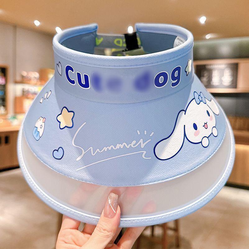 Kids  Summer Sun Protection Visor: Foldable Wide Brim Straw Hat with Cartoon Design