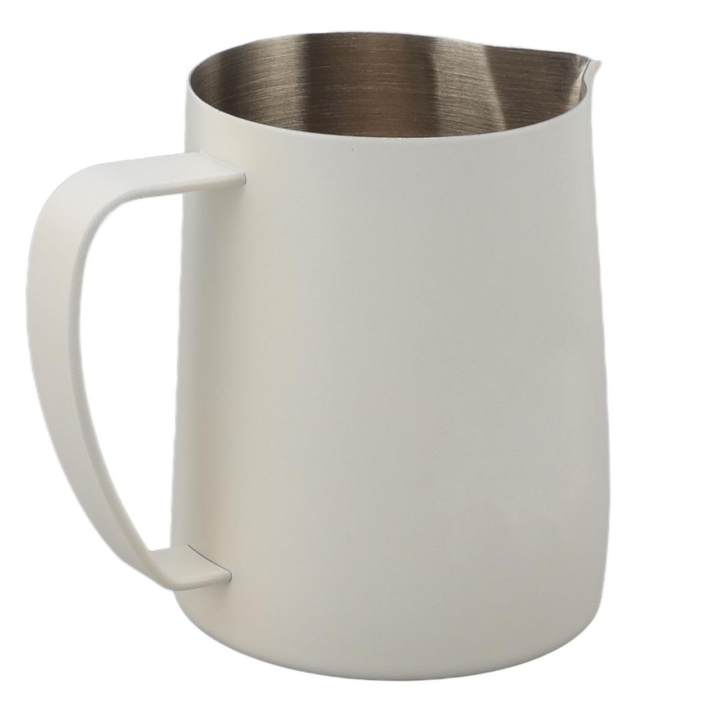 Milchkännchen mit Ausguss 304 Edelstahl Milchaufschäumbecher für Zuhause Café 600ml Weiß
