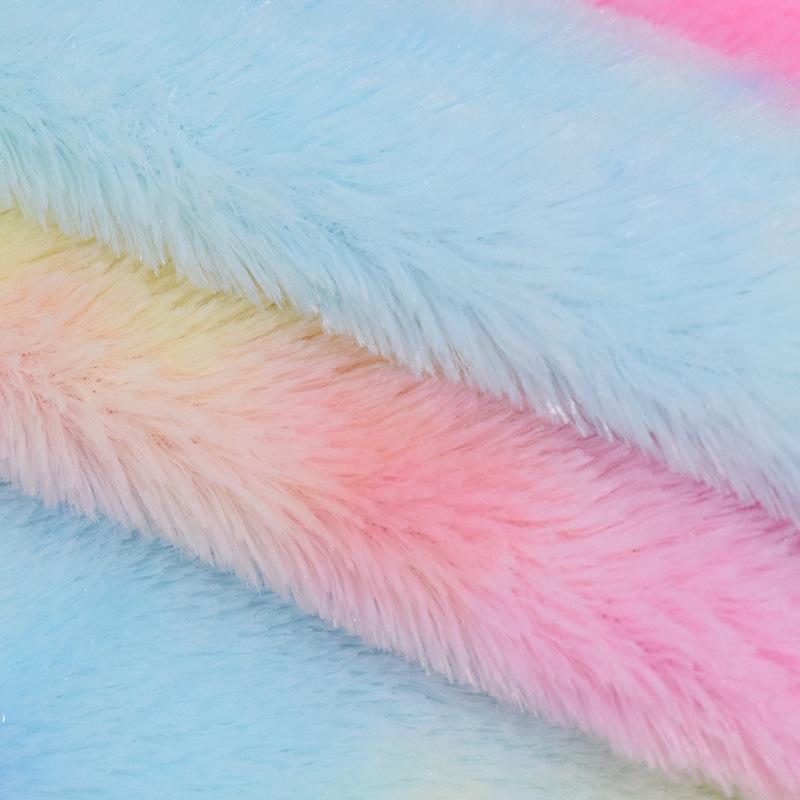 Seven-Color Velvet Rainbow Tie-Dye Gradient Flannel Fabric for Toys & Home Textiles