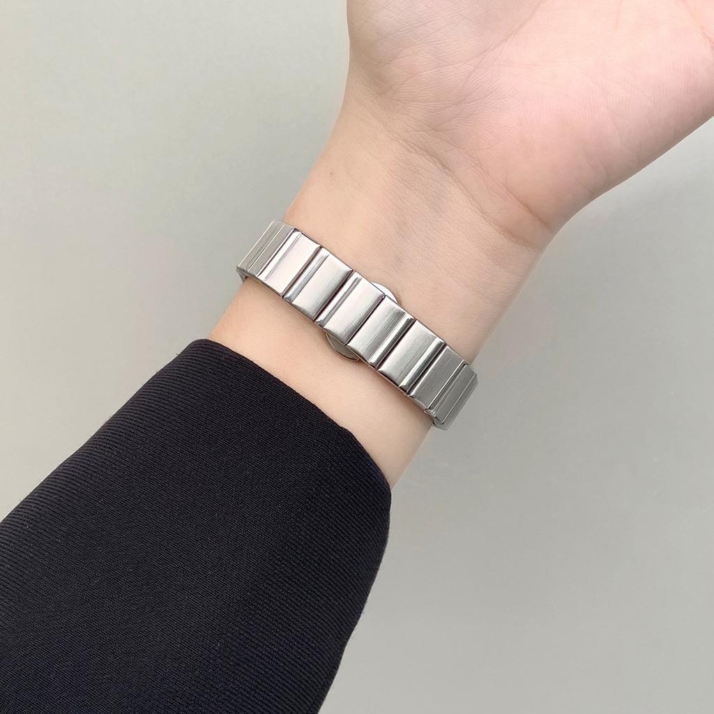 Bracelet Métallique Fin Style Coréen pour Samsung Galaxy Fit 3 (SM-R390) | Bracelet Montre Femme Boucle Papillon Élégante Correa