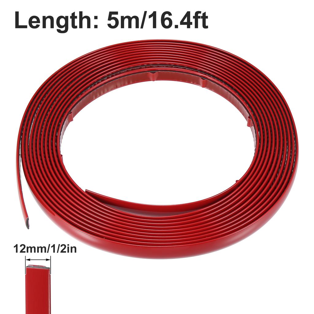 X Autohaux 6-30mm Wide 5m Length Car Door Trim Strip Edge Guards Scratch Proof Trim Body Strip for Rearview Mirror Bumper Red