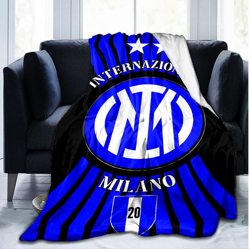 1 PZ F.C. Coperta morbida in flanella stampata Internazionale Milano per camera da letto da adulto, soggiorno, divano, campeggio, viaggi, regali per tifosi, regali di Natale