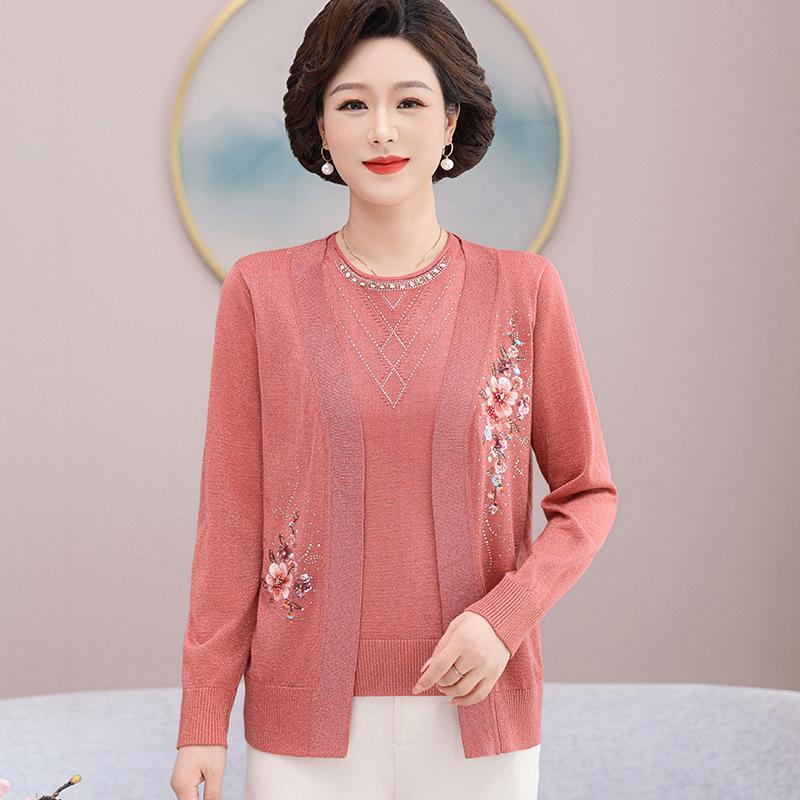 

Slim Two-Piece Set for Middle-Aged Women, Elegant Spring/Fall Jacket, 2026 Style, Plus Size Top 4XL (recommended 135-150 jin) оранжевый/красный