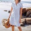 Women's Summer Shirt Is Fashionable Loose and Casual with A Casual Striped Dress