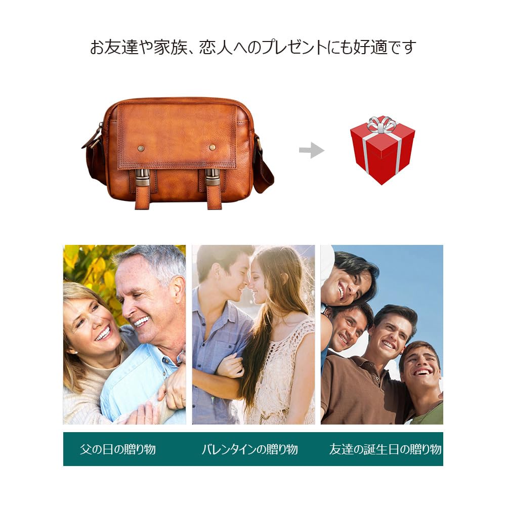 Whatna Antique-Style Tanned Natural Cowhide Leather One-Shoulder Men's Body Bag, Crossbody Bag, Shoulder Bag, Handbag, Chest Bag, Horizontal Style,