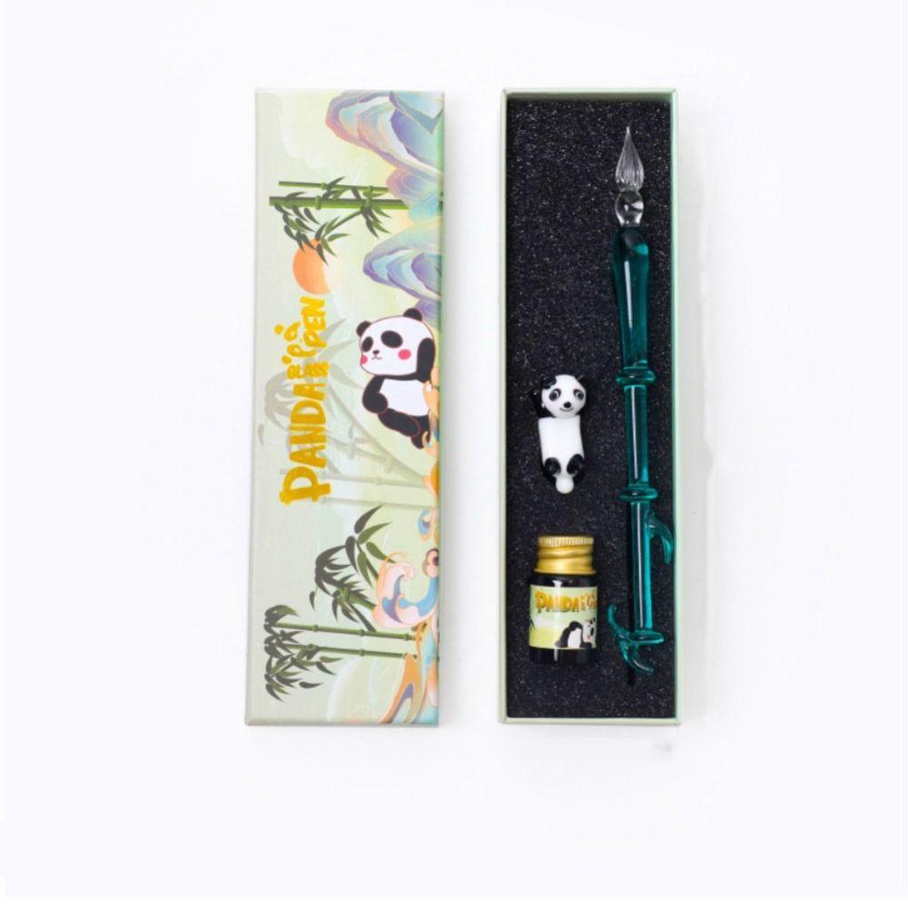 China-Chic Cute Panda Series Glass Dip Pen Writing Pen Gift Box Cartoon Student Crystal Glass