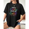 Plus Size Women's Print Casual Short Sleeve Crew Neck Tee