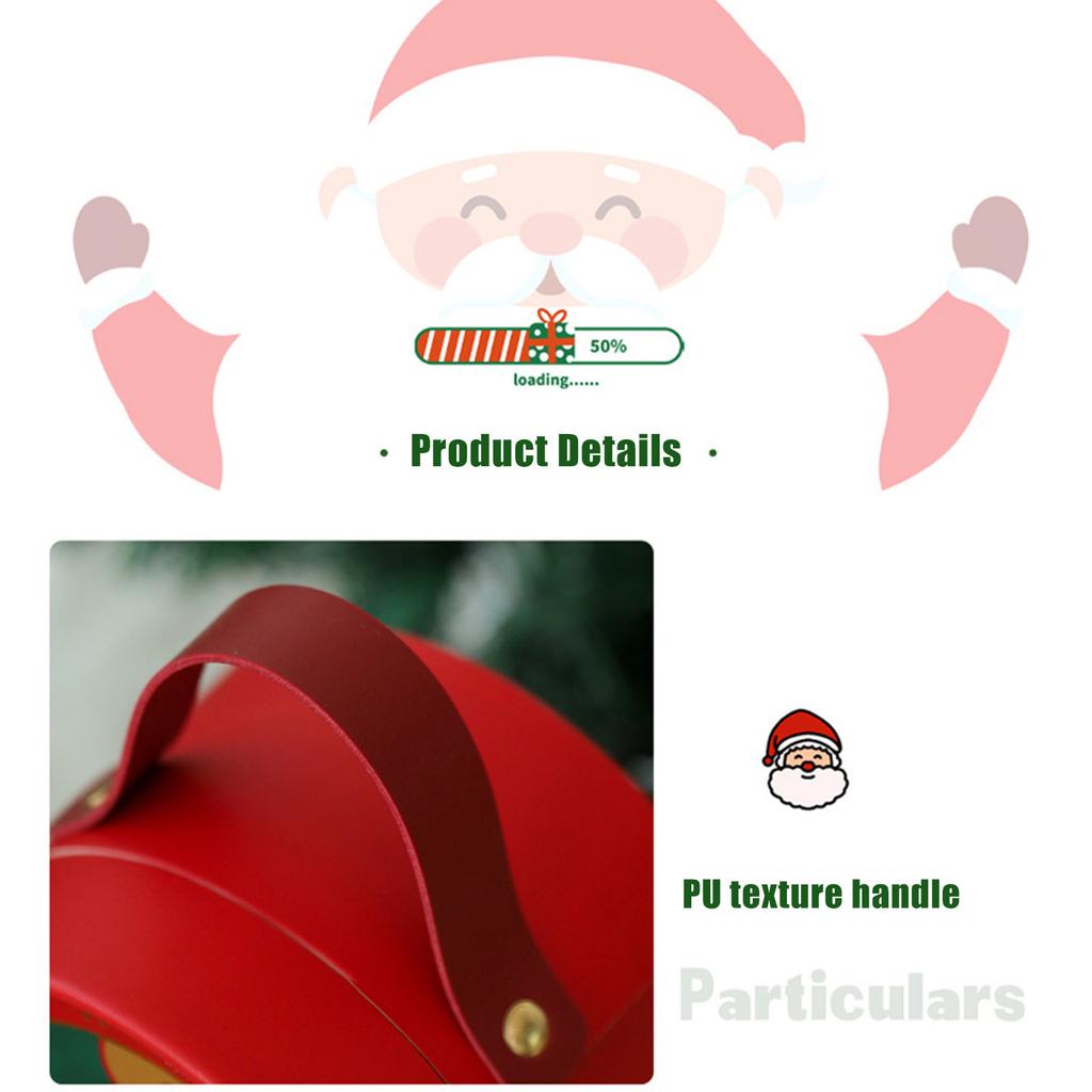 Nova caixa de doces de Natal, caixa de presente de Natal, caixa de doces de papelão com alça de couro, suprimentos para presentes de festa de fim de ano, caixa de presente de Natal