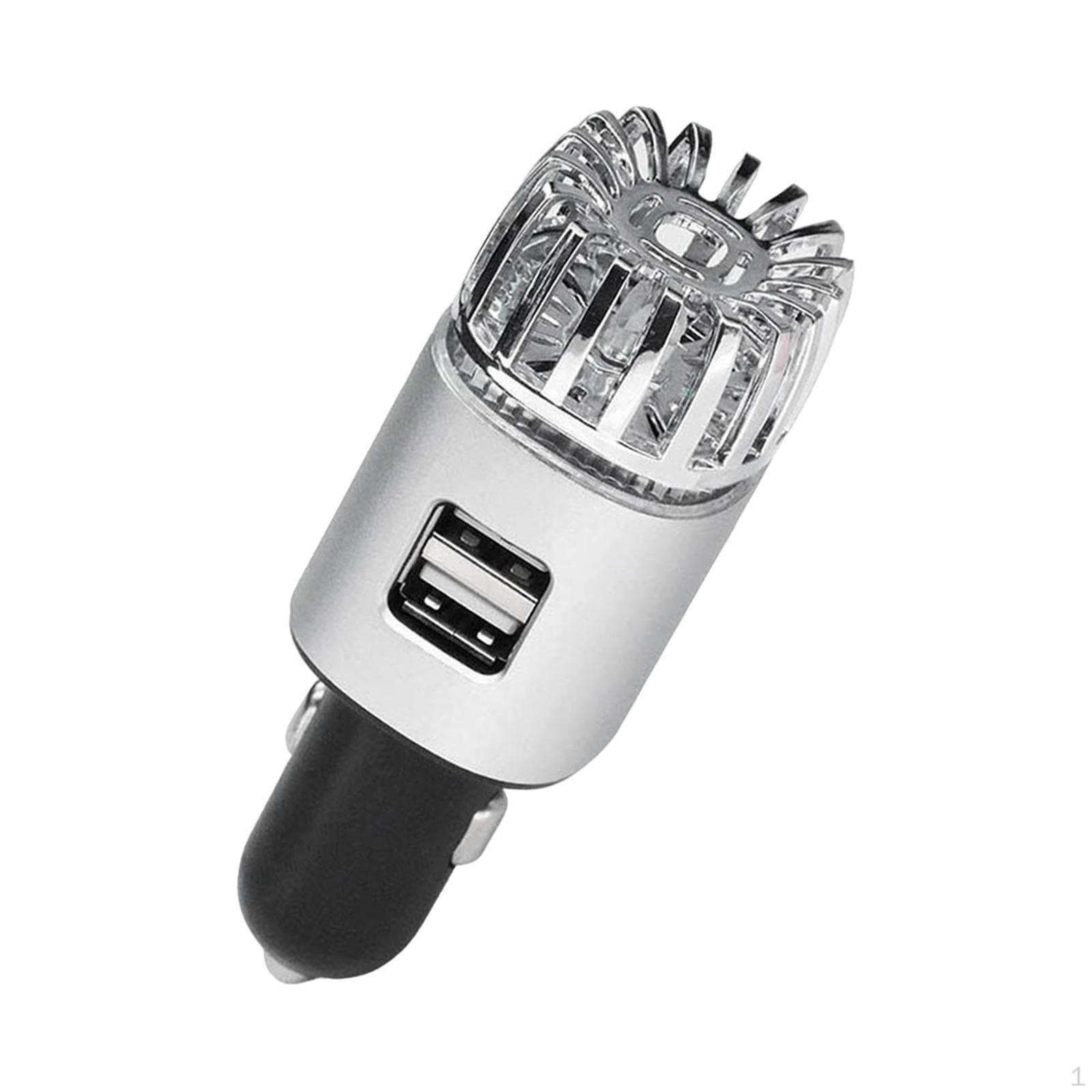 2-в-1 Очиститель воздуха и ионизатор для автомобиля с двойным USB-зарядным устройством, тихий очиститель Silver