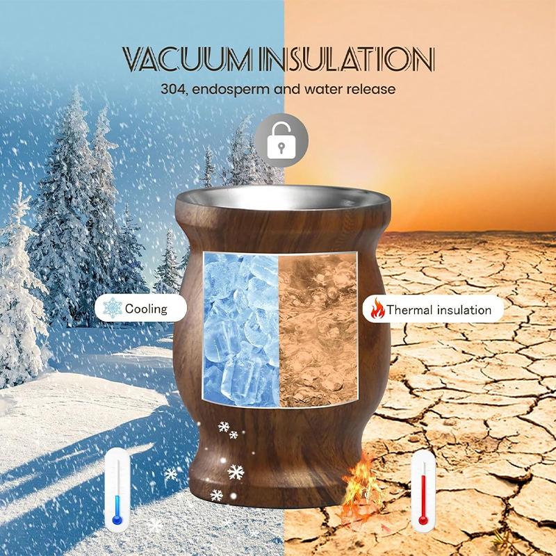 Stainless Steel Yerba Mate Cup Set Double-Wall Mate Cup with 2 Bombillas Yerba Mate Gourd Set With Straw and Cleaning Brush