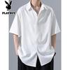 PLAYBOY Men's Summer Ice Silk Short Sleeve Shirt