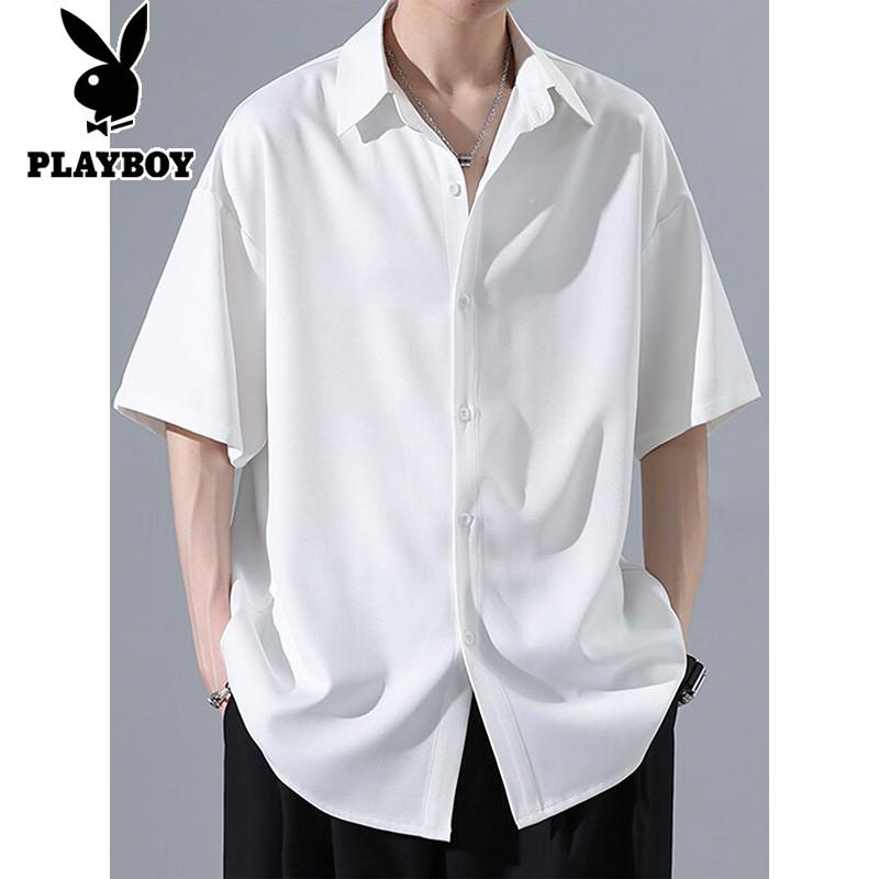 PLAYBOY Men's Summer Ice Silk Short Sleeve Shirt