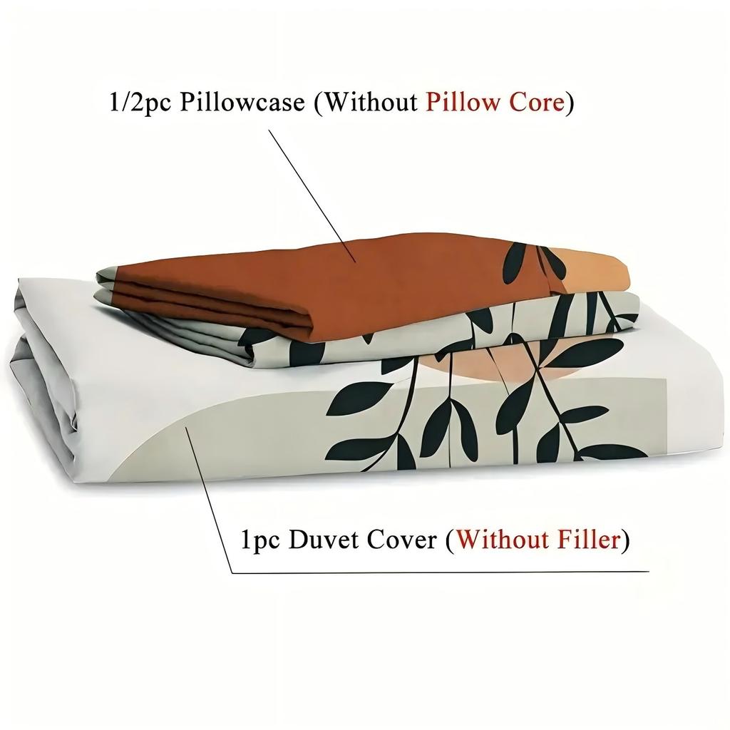 Sun Leaf Pattern 3D Printed Duvet Cover Set Pillowcases Abstract Art Style Polyester Bedding Set Soft Comforter Quilt Cover Set