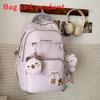 Color Solid Simple Letter Pattern Student Backpack With Decoration Pendant