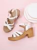 2024 Summer Women's Chunky Heel Sandals: Round & Open Toe with One-Strap Buckle, Plus Size Fashion High Heels.