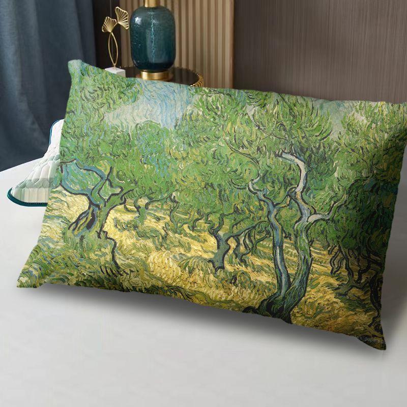 Van Gogh Oil Painting Pillow, Comfortable for Student Dormitory and Home, Single-Sided Customizable Pillow Core and Case