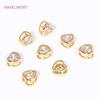 18K Gold Plated Brass Beads Separators,Round/Heart with Zircon Spacer Beads,Separators For Beads,DIY Jewelry Making Accessories