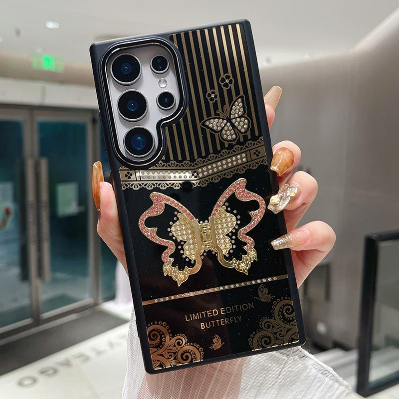 Applicable to Samsung s25 hardware photo frame A55 gilt butterfly A35 personalized A05S women's mobile phone case