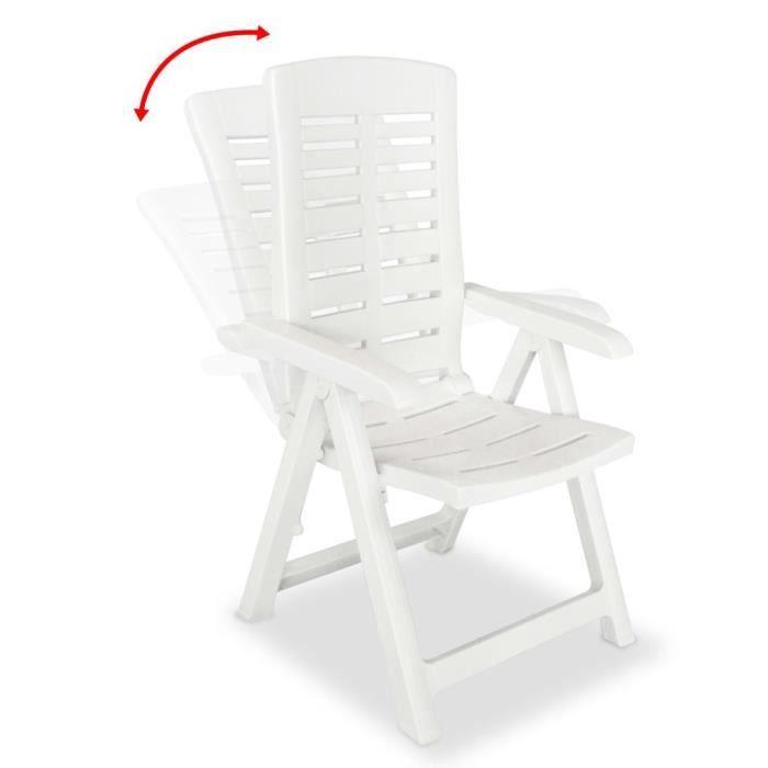 VidaXL Chaises inclinables de jardin 6 pcs Plastique Blanc