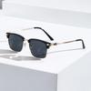 Half Frame Square Sunglasses Man Woman Luxury Brand Designer Sun Glasses Male Retro Mirror Eyewear Metal  UV400