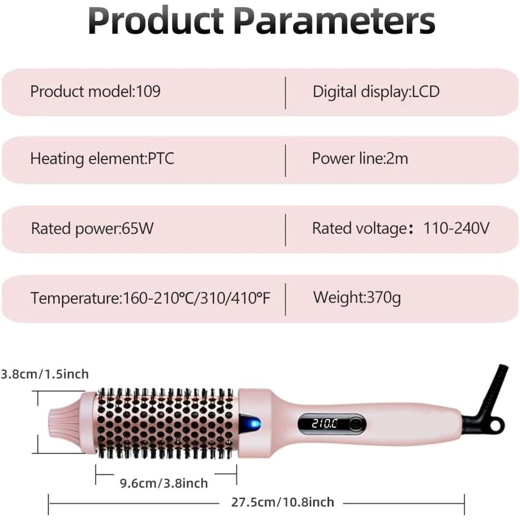 Thermal Brush, Blowout Boost 1.5 inch Heated Round Brush for Blowout Look, Dual Voltage, Ceramic Ionic Curling Brush Volumizer, Hair Styling Tool