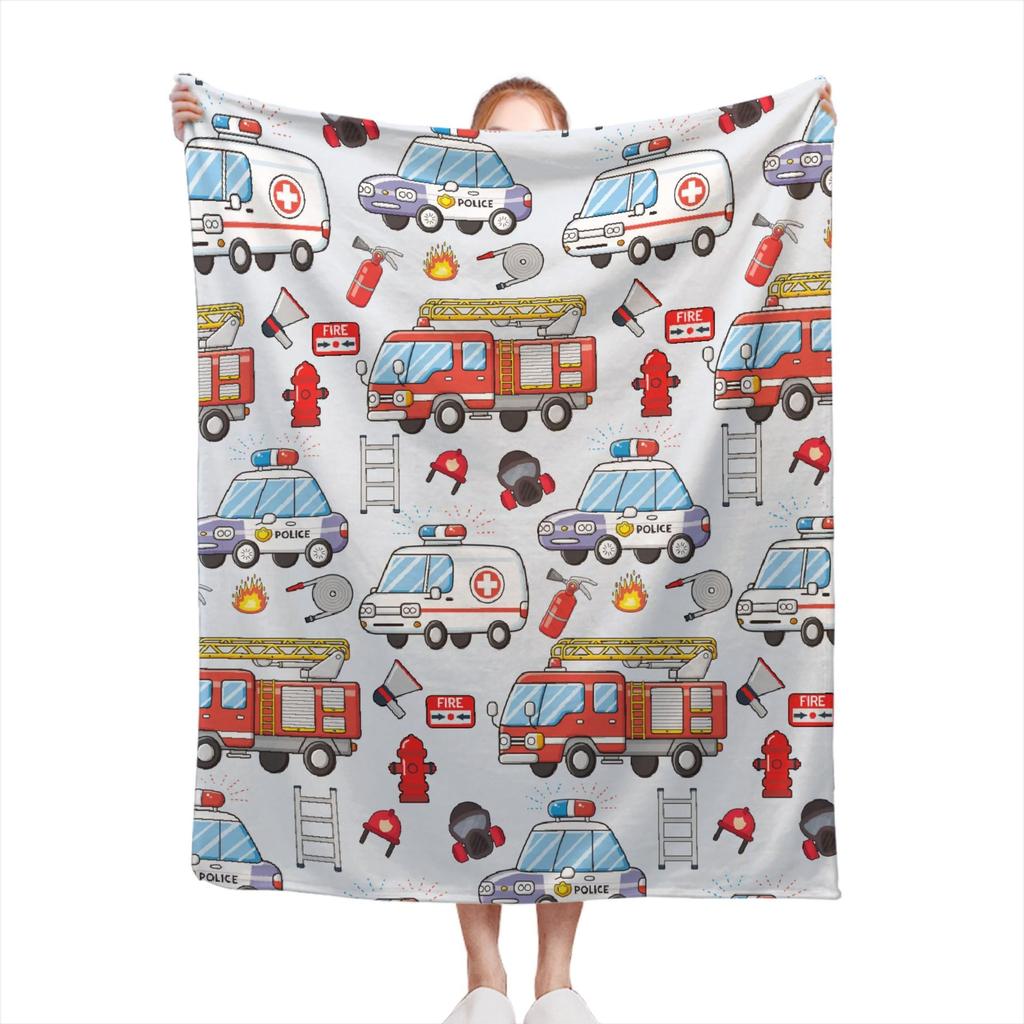 Firefighter Theme Printed Blanket for Sofa Bed Travel Camping Living Room Office Conditioning Blanket for All Seasons Gifts
