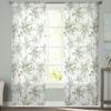 Spring Eucalyptus Leaves Bamboo Voile Sheer Curtains Living Room Window Chiffon Tulle Curtain Kitchen Bedroom Drapes Home Decor