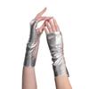 Fingerless Black Patent Leather Short Gloves for Halloween, Punk, and Hip Hop Styles – Ideal for Stage Performances.