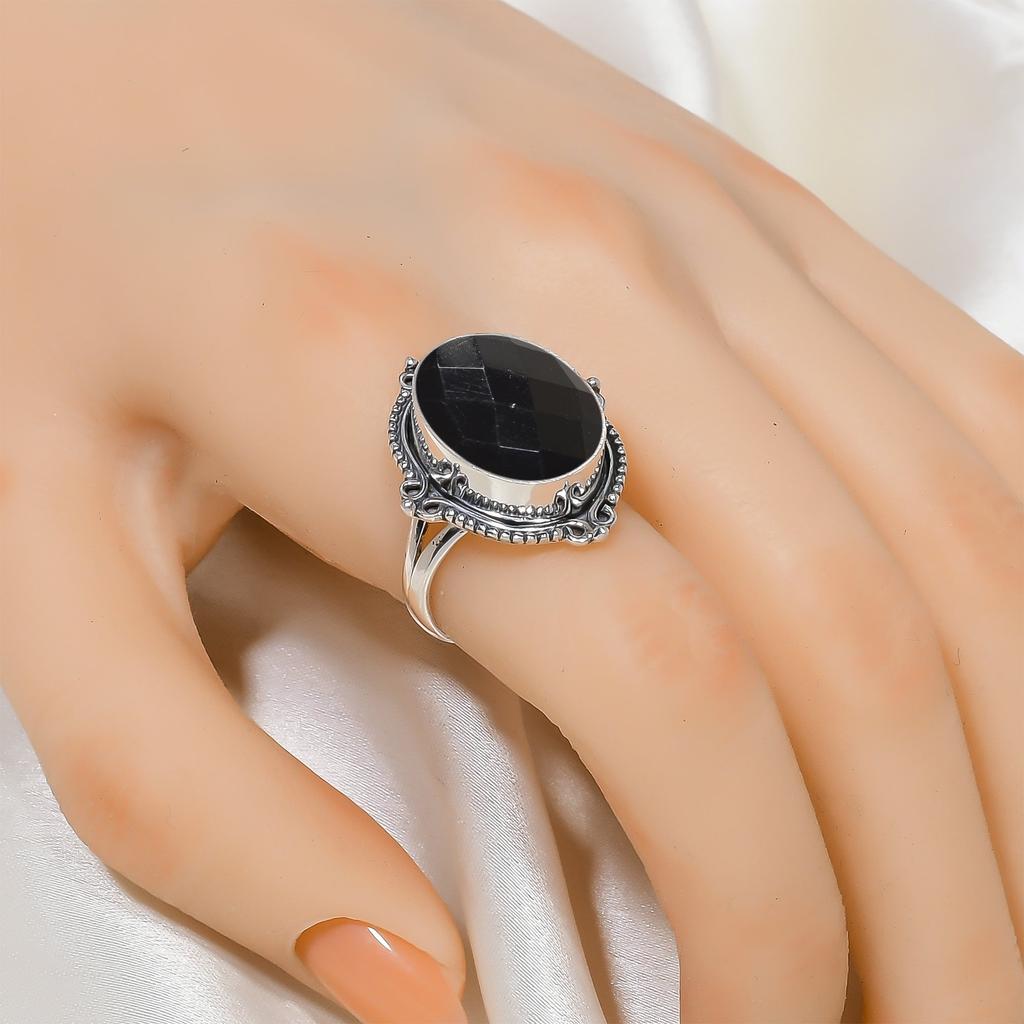 Black Onyx 925 Sterling Silver Ring V6433, Black Ring, Oval Ring, Valentin's Day Gift, Gift For Her, Birthday Gift, Handmade Jewelry, Silver Jewelry,