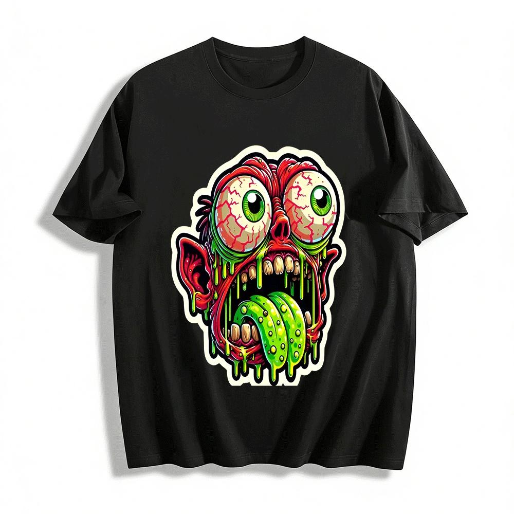 

Zombie Tongue Out Big Eyeball Print Cool Casual T-shirt Pure cotton T-shirt XXS